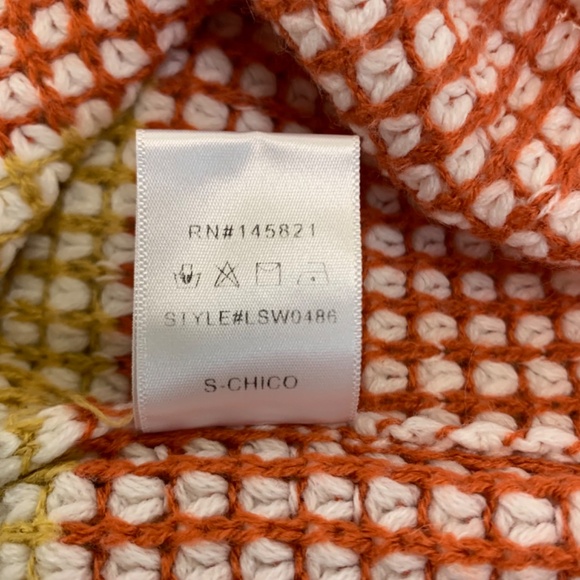 Listicle, women’s boho waffle knit multicolored striped pullover hoodie sweater - Picture 10 of 12